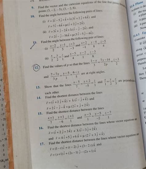 9 Find The Vector And The Cartesian Equations Of The Line That Passes Th