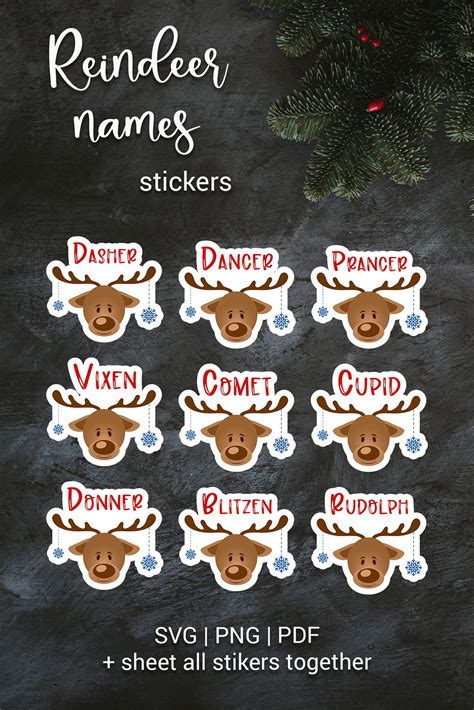 Christmas Reindeer names stickers | SVG christmas ornament