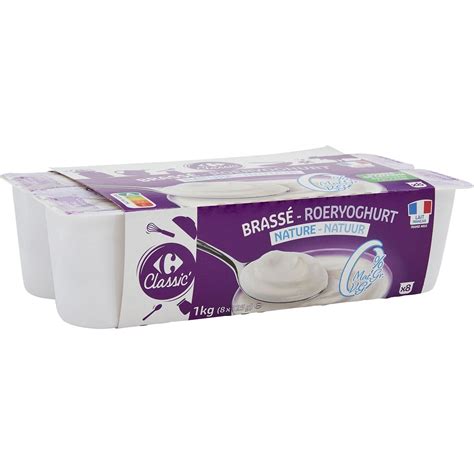 Yaourts brassés nature 0 CARREFOUR CLASSIC les 8 pots de 125g à