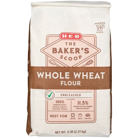 H E B The Bakers Scoop Unbleached Whole Wheat Flour Shop Flour At H E B