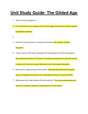 Ethan Green Unit Study Guide The Gilded Age 1 Pdf Unit Study Guide