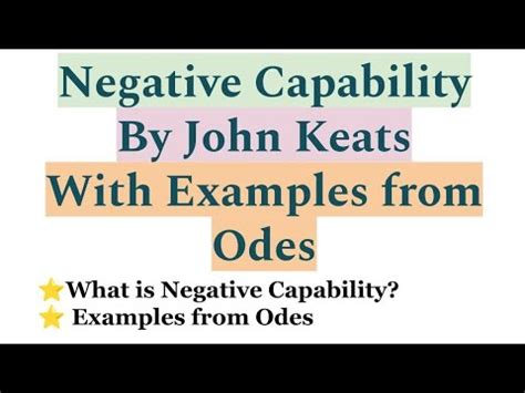 Negative Capability By John Keats With Examples From Odes YouTube