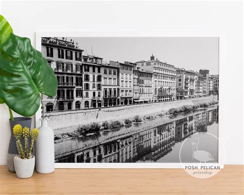 Black and White River Reflection Florence Italy Photo INSTANT - Etsy