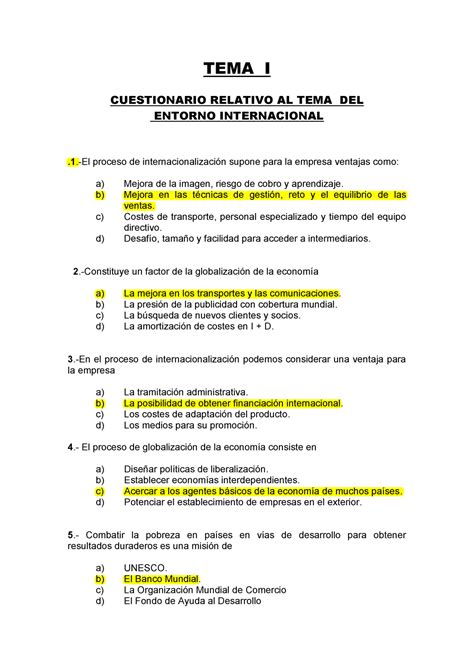 Preguntas De Prueba Sobre La Globalizacion De Examen