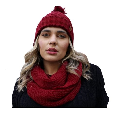 Conjunto Inverno Touca Gorro E Cachecol Gola Feminino Tricot