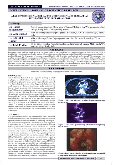 PDF A RARE CASE OF ESOPHAGEAL CANCER WITH AN ESOPHAGO PERICARDIAL