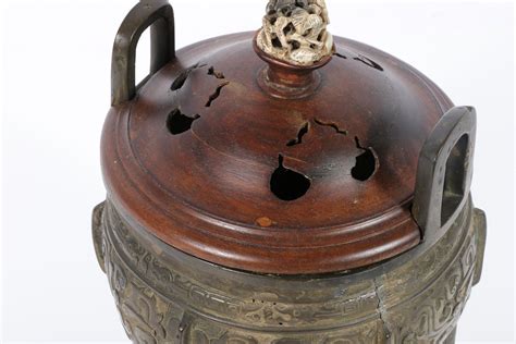 Lot Chinese Archaistic Bronze Tripod Ding Censer With Incised