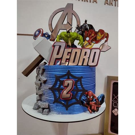 Topo De Bolo Os Vingadores Topper Personalizado Idade E Nome