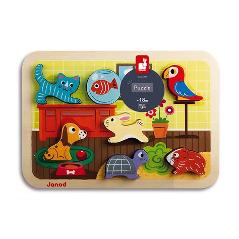 Chunky Puzzle Animaux 7 pièces Puzzles en bois premier âge Janod J07024