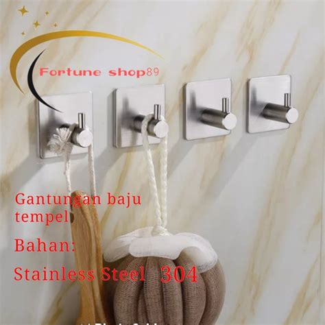 Jual Gantungan Tempel Baju Dinding Hook Hanger Stainless Steel Di