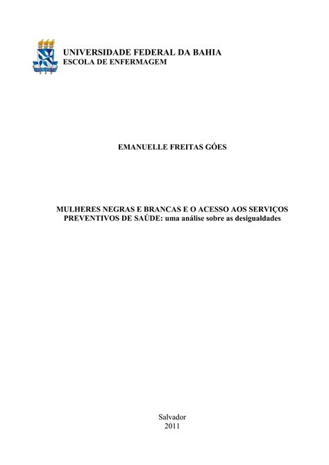 Mulheres Negras E Brancas E O Acesso Aos Servi Os Preventivos De Sa De