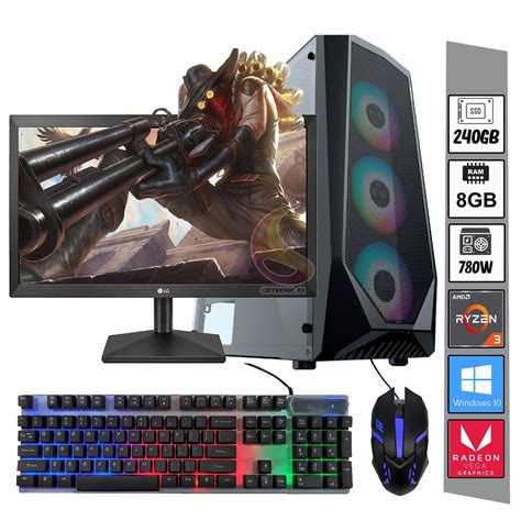 Torre Gamer Ryzen 3 4350g 8ram 240gb Ssd Monitor LG 22 Giftronic 04