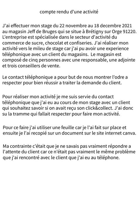 compte rendu contact téléphonique