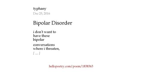 Bipolar Disorder By Typhany Hello Poetry