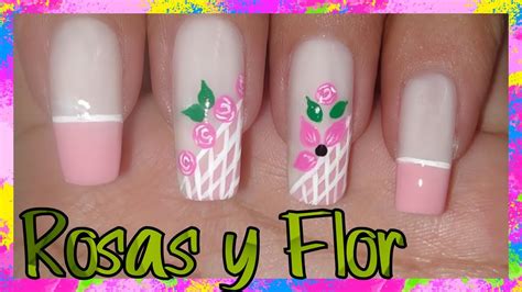 DECORACIÓN DE UÑAS FACIL ROSAS CON FLOR Y FRANCES NailArt By Andy