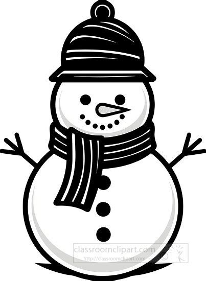 Holiday Outline Clipart-snowman with twig arms