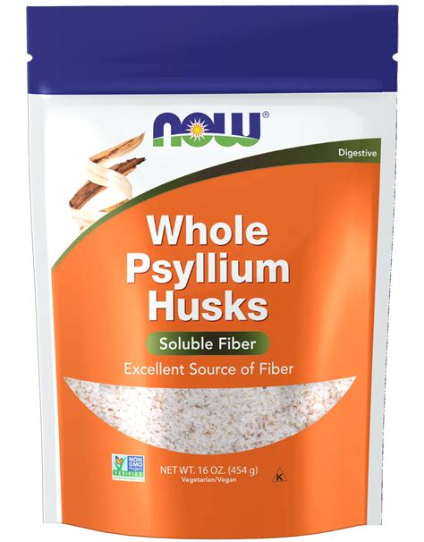 Now Supplements Whole Psyllium Husks Non Gmo Project Verified Soluble Fiber 16 Ounce 1 Pound