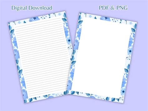 Printable Letter Writing Paper Stationery Set Digital Download Lined