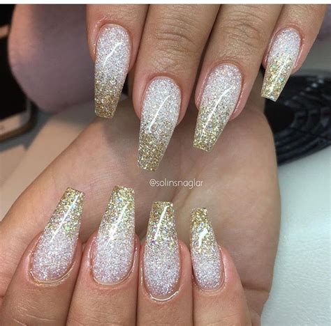 Gold And Silver Ombre Glitter Nails Silver Glitter Nails Gold Nails