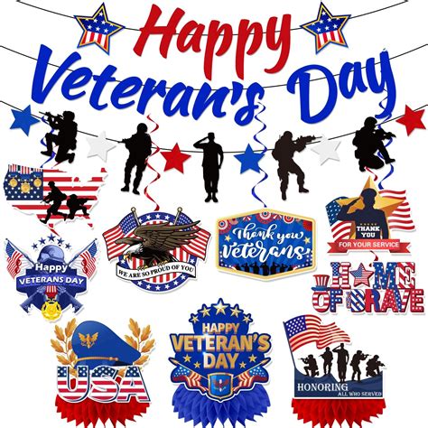 Amazon 10pcs Veterans Day Party Decorations Happy Veterans Day