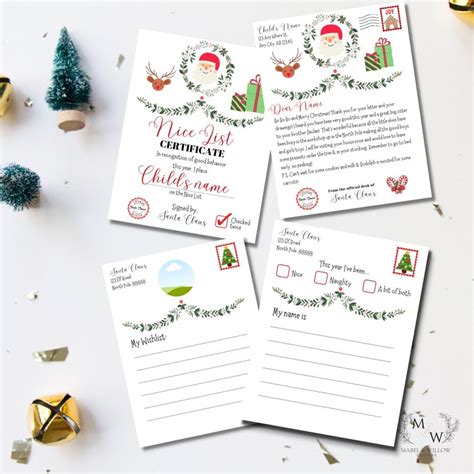 Personalized Editable Christmas Letter Bundle From Santa Nice List ...