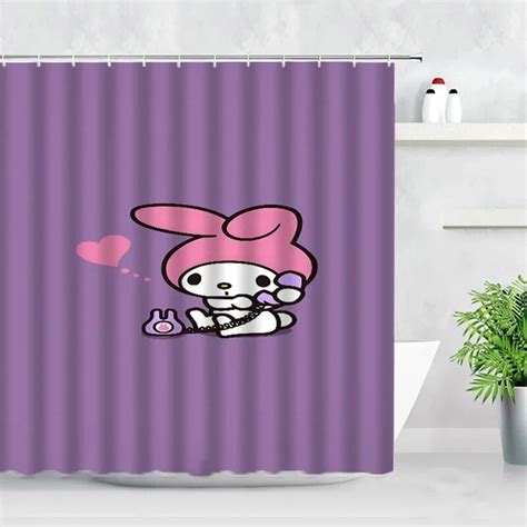 Dmh Sanrios Mymelody Cinnamoroll Kuromi Kawaii Cartoon Shower Curtains