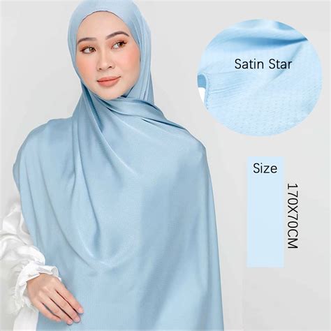 thick hijab satin silk star textured hijabs tudung shawl tudung
