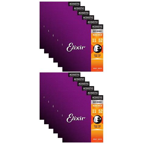 Elixir 11027 Acoustic 80/20 Nano Custom Light 11-52 (12 Pack Bundle ...