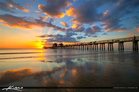 Naples Florida Sunset At The Naples Pier Royal Stock Photo