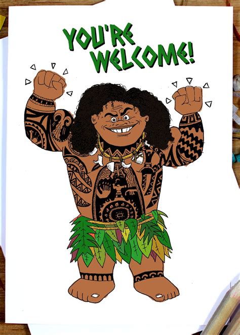 Youre Welcome Maui Moana Inspired Greeting Card Etsy