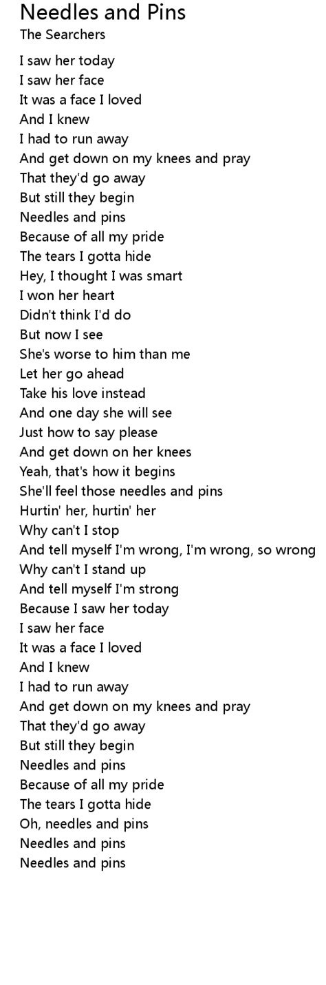 Needles And Pins Lyrics Follow Lyrics