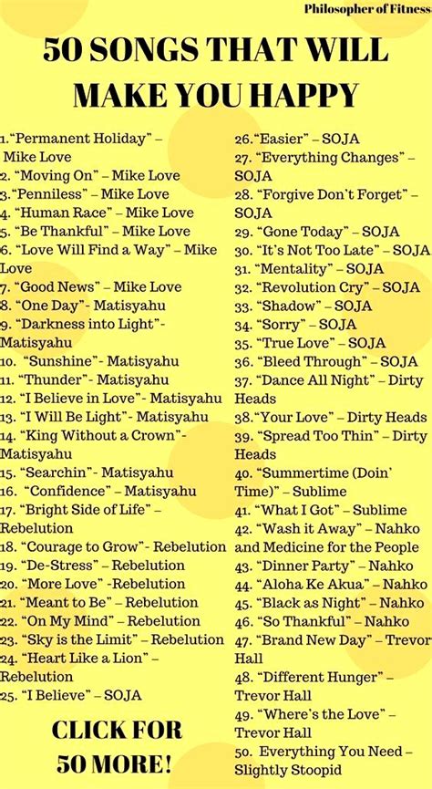 50 Songs That Will Make You Happy Playlist Great For Picking You Up