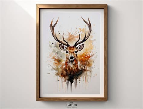 Watercolor Painting Deer Digital Art in High Resolution - Etsy