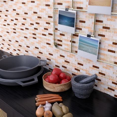 Cinnamon Brick Glossy Glass Mosaic Tile Backsplash Shower Kitchen