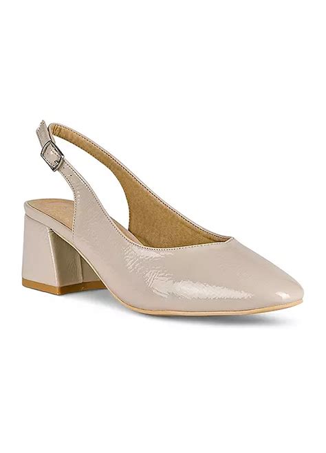 Freemans Wide Fitting Slingback Nude Patent Court Shoes Freemans