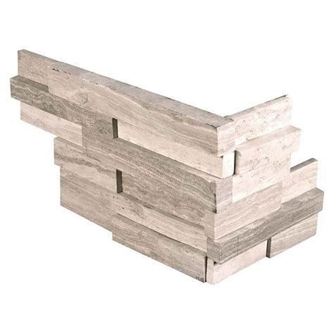 Haisa Light White Oak Marble 6X18 3D Design Stacked Stone Ledger