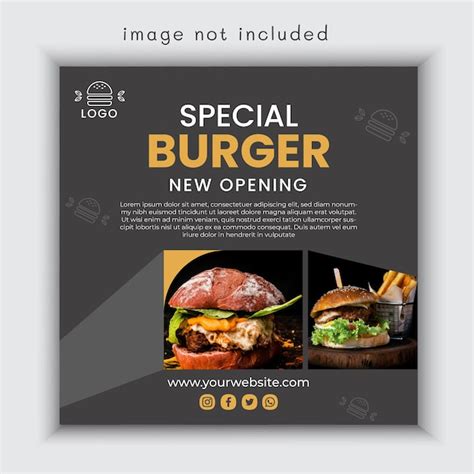 Premium Vector Burgers Restaurant Squared Flyer Template