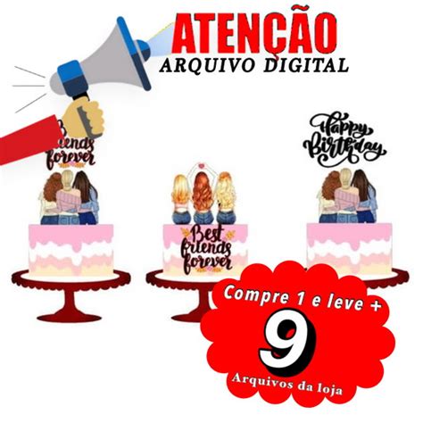 Arquivo De Corte Topo De Bolo Amigas 19A36D2 Elo7