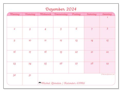 Kalender Dezember Ms Michel Zbinden Be