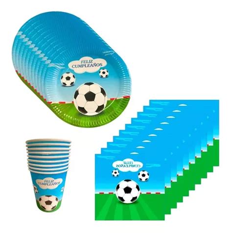 40 Set Cumpleaños Servilleta Platos Vasos Desechable Futbol Cuotas