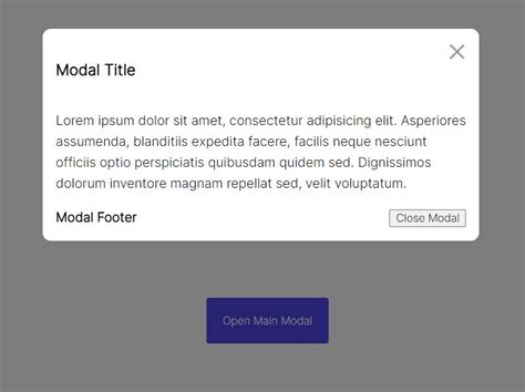 Simple Vanilla JavaScript Modal Window Library Open Modal CSS Script