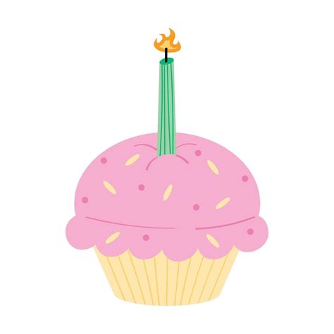 sweet cupcake with candle 16976728 Vector Art at Vecteezy