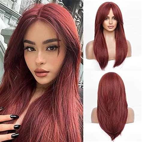 Amazon Haircube Long Red Wigs For Women Wig With Bangs Layered