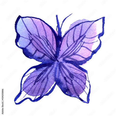 Watercolor Butterfly In Blue Colors Stock Illustration Adobe Stock