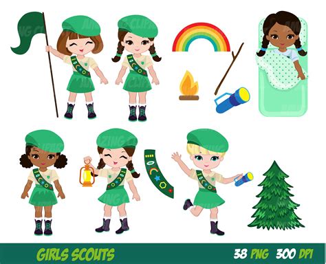 Explorer Girls Clipart Set Daisy Troop Junior Scout Girl Clip Etsy