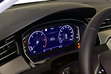 Digital Instrument Panel in a Modern Car Stock Image - Image of ...