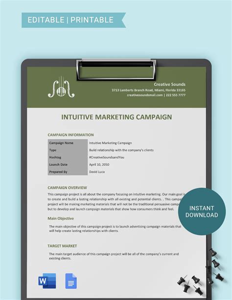 Intuitive Marketing Campaign Template in Word, Google Docs, Pages ...