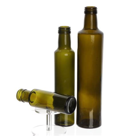 Bulk Empty Ml Dark Green Clear Round Glass Olive Oil Bottle China