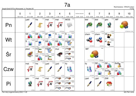 Plan Lekcji Zmiana April Od Listopada Pk Podzia Sal