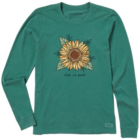 Women S Realaxed Sunflower Long Sleeve Crusher Tee Life Is Good